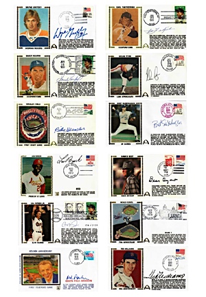 Large And Diverse Grouping of Autographed Envelopes By Sports Stars Including Wilt Chamberlain, Mantle, Gretzky & Many More (468)(JSA)
