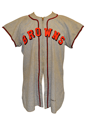 1949 Les Moss St. Louis Browns Game-Used Flannel Road Jersey