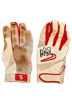 Albert Pujols St. Louis Cardinals Game-Used & Dual Autographed Batting Gloves (2) (JSA)
