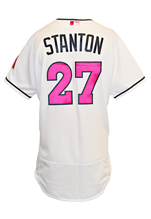 5/8/2016 Giancarlo Stanton Miami Marlins Game-Used Mothers Day Home Jersey (MLB Authenticated)