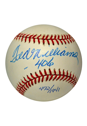 Ted Williams Single-Signed Baseball With 406 Inscription (MINT Condition • JSA • UDA)