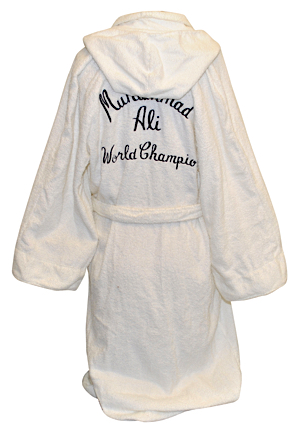 Muhammad Ali White Terry Cloth Training-Worn Robe (Full JSA • Ali LOA)