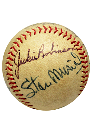 Early 1950s Baseball Signed By Seven HOFers Including Jackie Robinson & Roy Campanella (Full JSA)