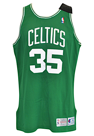 1992-93 Reggie Lewis Boston Celtics Game-Used Road Jersey (Johnny Most Memorial Band)