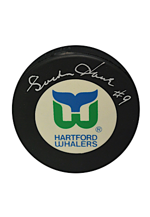Gordie Howe Single-Signed Hartford Whalers Puck (JSA)