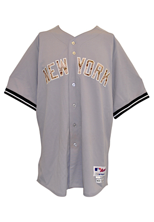 5/26/14 Dellin Betances New York Yankees Salute To Service Game-Used & Autographed Road Jersey & Cap (2)(JSA • Steiner)