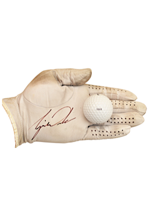 Tiger Woods Signed Titleist Golf Glove & "Tiger" Stamped Golf Ball (2)(Full JSA • PSA/DNA)