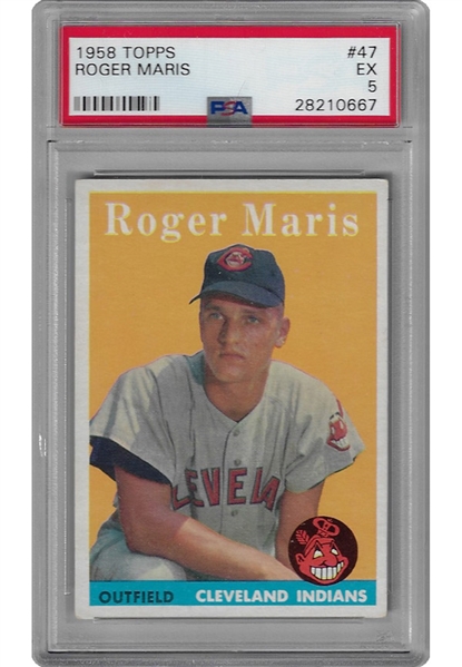 1958 Topps Roger Maris #47 Rookie Baseball Card (PSA Graded EX5)