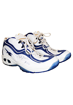 1997-98 Clyde Drexler Houston Rockets Game-Used & Dual Autographed Sneakers Attributed To Final NBA Game (JSA)