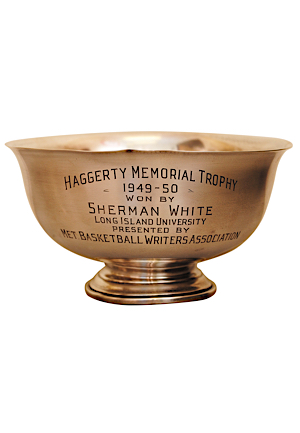 1949-50 Haggerty Memorial Trophy Presented To Sherman White Of Long Island University Presented By Metro Basketball Writers Association