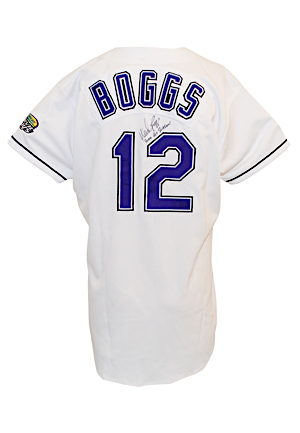1999 Wade Boggs Tampa Bay Devil Rays Game-Used & Autographed Home Uniform & Cap (3)(JSA • Boggs LOA)