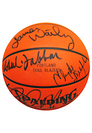 Early 1990s Hall Of Famers & Stars Game-Used & Autographed Portland Trail Blazers Basketball (JSA • Equipment Manager LOA)