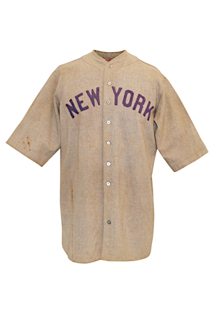 1925 Paul "Pee-Wee" Wanninger New York Yankees Game-Used Road Flannel Jersey (Direct Family Provenance • Year That Gehrig Pinch Hit For Wanninger To Start The Streak • Graded 8)