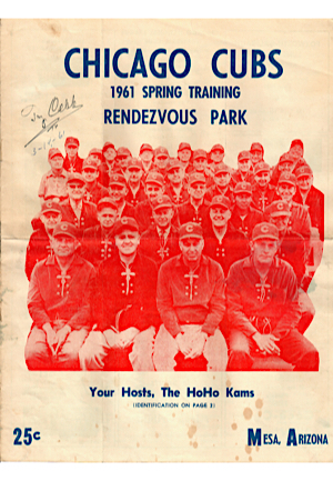 1961 Ty Cobb Autographed & Inscribed Chicago Cubs Spring Training Program (JSA)