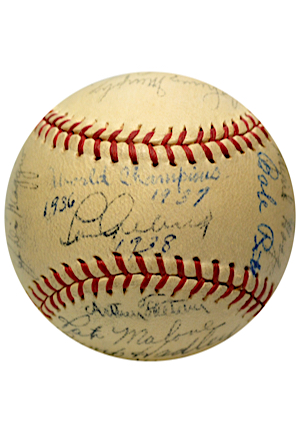 High Grade 1937 New York Yankees Team-Signed OAL Baseball With Outstanding SS Gehrig (JSA • PSA/DNA)
