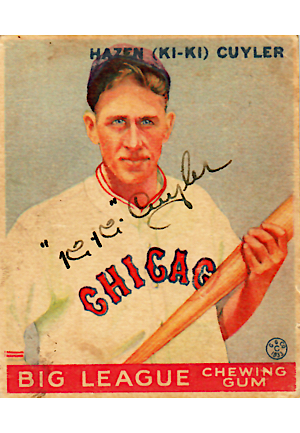 1933 Kiki Cuyler Chicago Cubs Autographed Goudey Card (Full JSA)