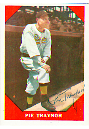 1960 Pie Traynor Autographed Fleer "Baseball Greats" Card (Full JSA)