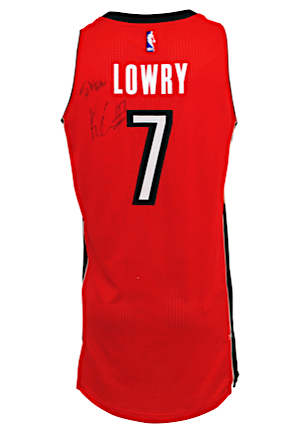 2014-15 Kyle Lowry Toronto Raptors Game-Used & Autographed Road Jersey (JSA • Team Sourced)