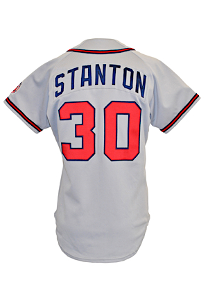 1990 Mike Stanton Atlanta Braves Game-Used Road Jersey (25th Anniversary Patch)