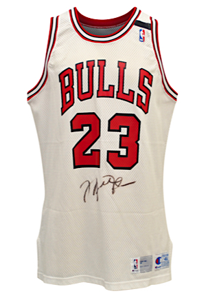 1991-92 Michael Jordan Chicago Bulls Game-Used & Autographed Home Jersey (Full JSA • Berto Armband)