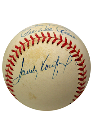 Sandy Koufax, Don Drysdale, Duke Snider, & Pee Wee Reese Signed ONL Baseball (JSA)
