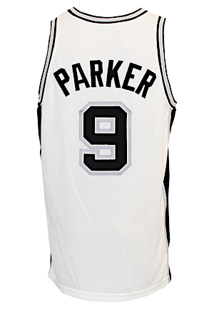 2003-04 Tony Parker San Antonio Spurs Game-Used Home Jersey (Great Use)