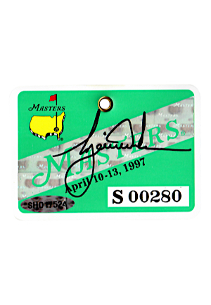 1997 Tiger Woods Single-Signed Masters Badge (JSA • UDA)