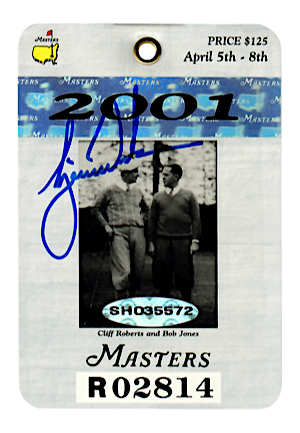 2001 Tiger Woods Single-Signed Masters Badge (JSA • UDA)