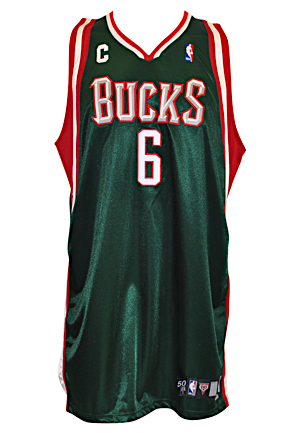 2006-07 Andrew Bogut Milwaukee Bucks Preseason Game-Used & Autographed Road Jersey (JSA • Captains C)