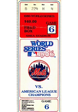 1986 World Series Game Six Ticket Stub