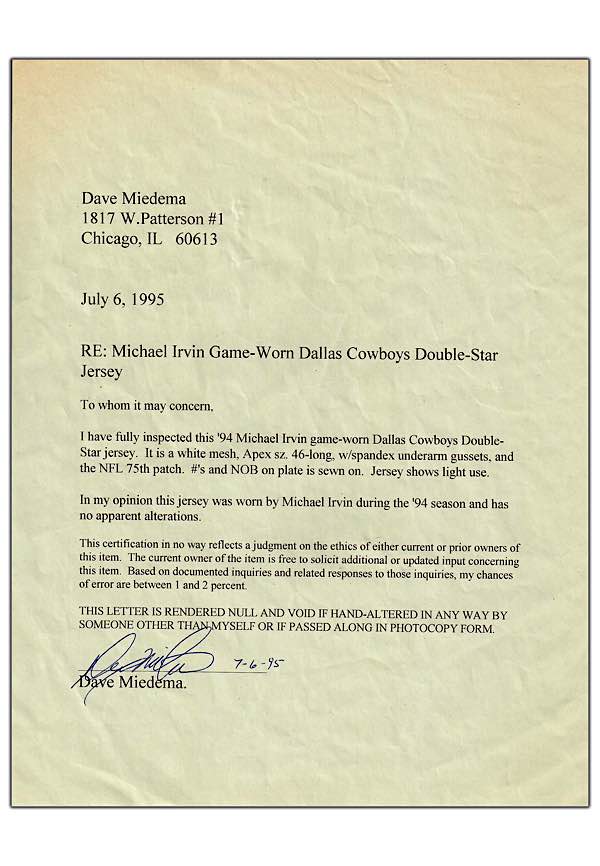 1994 Michael Irvin Dallas Cowboys Authentic Wilson NFL Jersey Size 46 Large  – Rare VNTG
