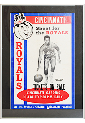 1960s Cincinnati Royals Vintage Framed Display Advertisement Featuring The "Big O" (Scarce)