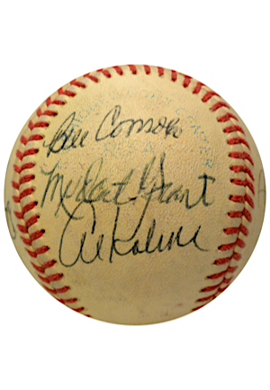 Hall Of Famers & Stars Signed OAL With Kaline, Spahn, Kell, Mudcat, Anderson & More (JSA)