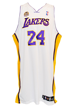 2007-08 Kobe Bryant Los Angeles Lakers Game-Used Sunday White Alternate Jersey (60th Anniversary Patch • DC Sports)