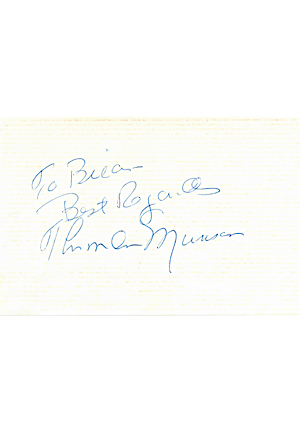 Thurman Munson Autographed & Inscribed 6x4 Cut (PSA/DNA Graded 9 • JSA) 