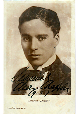 Charlie Chaplin Single-Signed & Inscribed Vintage 3.5x5.5 B&W Postcard (JSA)