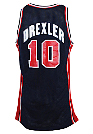 1992 Clyde Drexler United States Olympics "Dream Team" Game-Used Blue Jersey (Gold Medal Team)