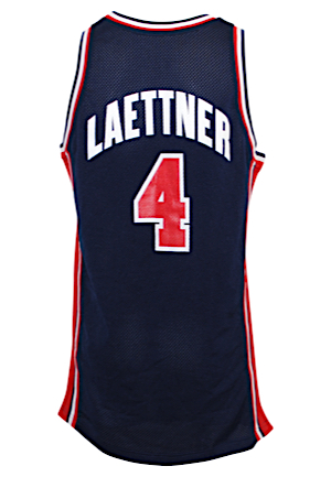 1992 Christian Laettner United States Olympics "Dream Team" Game-Used Blue Jersey (Gold Medal Team)