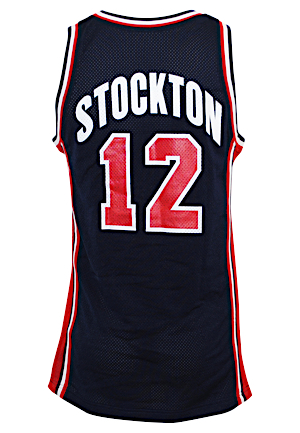 1992 John Stockton United States Olympics "Dream Team" Game-Used Blue Uniform (2)(Gold Medal Team)