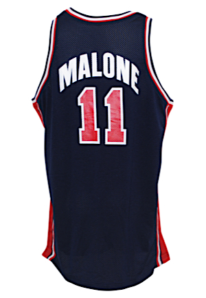 1992 Karl Malone United States Olympics "Dream Team" Game-Used Blue Jersey (Gold Medal Team)