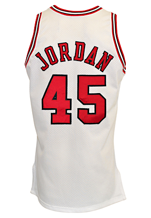 1994-95 Michael Jordan Chicago Bulls Game-Used Home Jersey (Basketball HOF LOA • Rare "Im Back" No. 45)