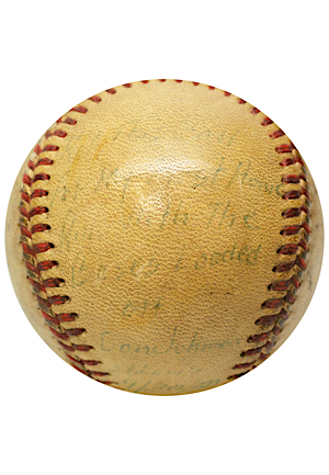 9/30/50 Eddie Robinson Game-Used OAL Baseball Used To Hit His First Grand Slam (Robinson LOA)