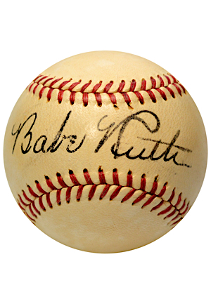 High Grade Babe Ruth Single-Signed ONL With Bold Sweet Spot Signature (Global Authentic)