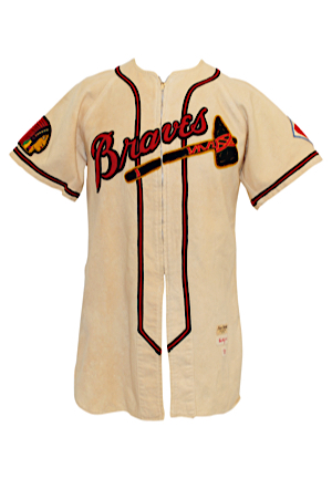 1951 Vern Bickford Boston Braves Game-Used Home Flannel Jersey (Rare National League Jubilee Patch • Fantastic Condition)