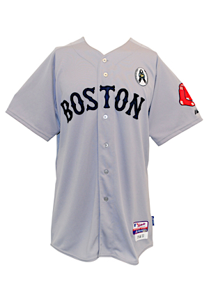 4/1/2013 Koji Uehara Boston Red Sox Opening Day Game-Used Road Jersey (MLB Authenticated • Sandy Hook Memorial Patch • Championship Season • Photo-Matched • Graded 10)