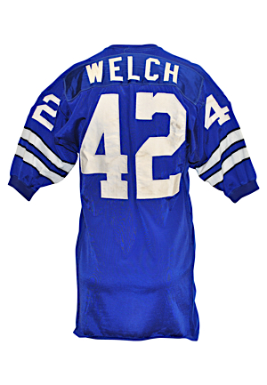 Early 1970s Claxton Welch Dallas Cowboys Game-Used Away Durene Jersey (Team Repairs • Bobby Franklin Collection) 