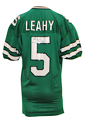 1991 Pat Leahy New York Jets Game-Used & Autographed Home Jersey (JSA • Final Season)