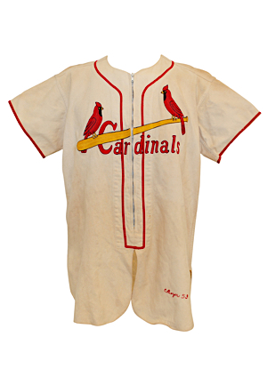 1953 Cloyd Boyer St. Louis Cardinals Game-Used Preseason Home Flannel Jersey