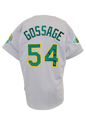 1992 Goose Gossage Oakland Athletics Game-Used & Autographed Road Jersey (JSA • 25th Anniversary Patch • Excellent Use)