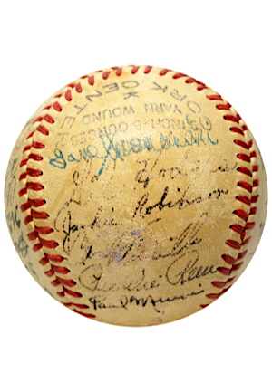 1948 Brooklyn Dodgers Team-Signed Baseball Featuring Robinson & Campanella (Full JSA)